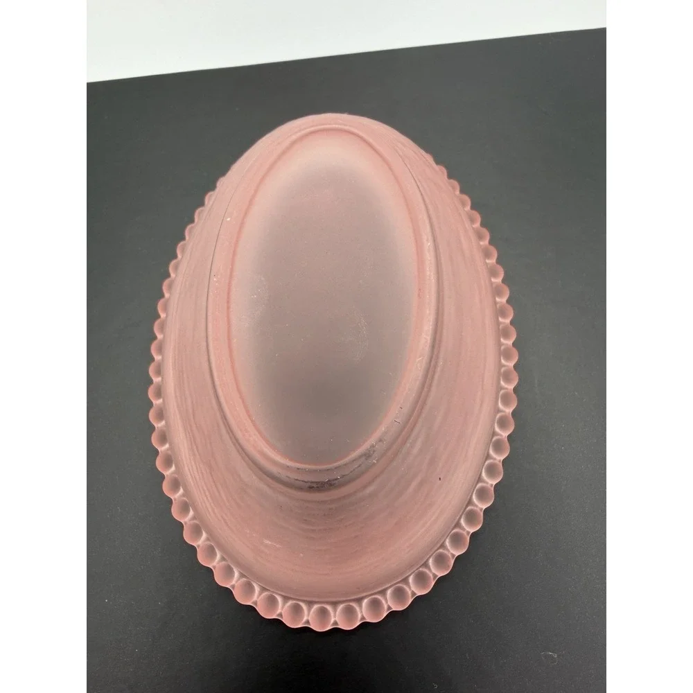 🩷 Vintage Hen on Nest – Small Pink Satin Ombre – Beautiful Glass Dish 🩷